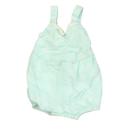 Pre-owned Janie And Jack Kids' Girls Green Pink Romper In Multi