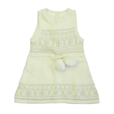 Pre-owned Janie And Jack Kids' Girls Ivory Gold Sweater Dress
