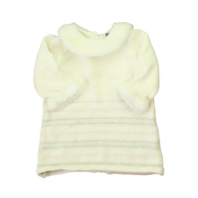 Janie And Jack Kids' Girls Ivory Pink Gray Sweater Dress In Yellow