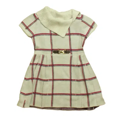 Janie And Jack Kids' Girls Ivory Plaid Sweater Dress In Green