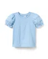 Janie And Jack Girls' Lace Puff Sleeve Top - Baby, Little Kid, Big Kid In Blue