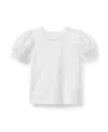 Janie And Jack Girls' Lace Puff Sleeve Top - Baby, Little Kid, Big Kid In White