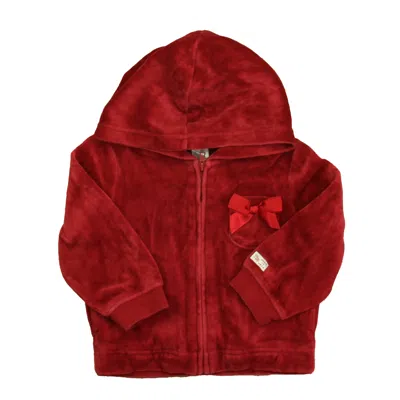 Janie And Jack Babies' Girls Maroon Velour Hoodie In Red