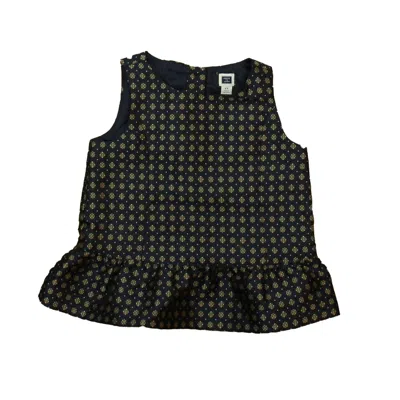 Pre-owned Janie And Jack Kids' Girls Navy Gold Blouse In Blue