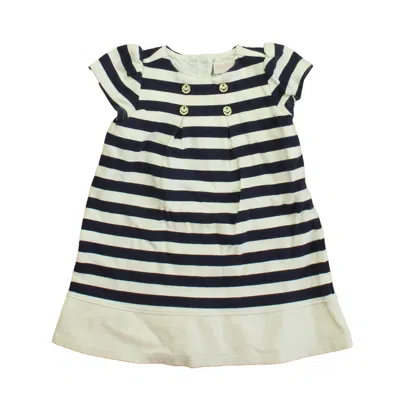 Pre-owned Janie And Jack Kids' Girls Navy Stripe Dress In Blue