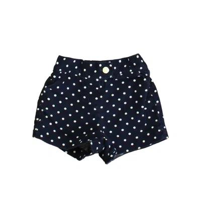 Pre-owned Janie And Jack Kids' Girls Navy White Polka Dots Shorts In Multi