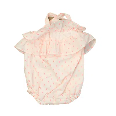 Pre-owned Janie And Jack Kids' Girls Pink Dots Romper
