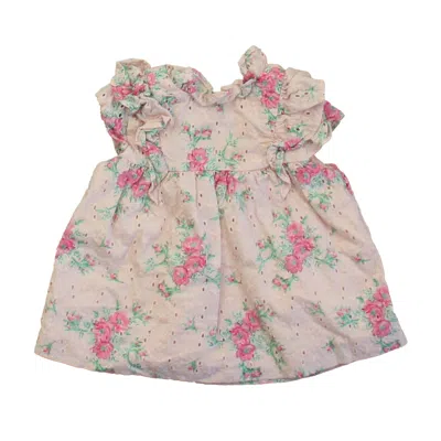 Pre-owned Janie And Jack Kids' Girls Pink Floral Blouse In Multi