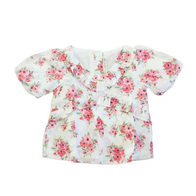 Pre-owned Janie And Jack Kids' Girls Pink Floral Blouse In Multi