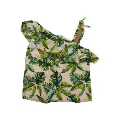 Pre-owned Janie And Jack Kids' Girls Pink Green Blouse