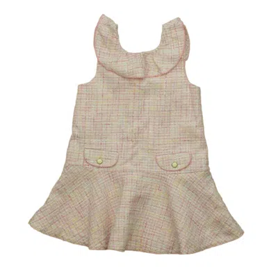 Janie And Jack Kids' Girls Pink Tweed Dress In Brown