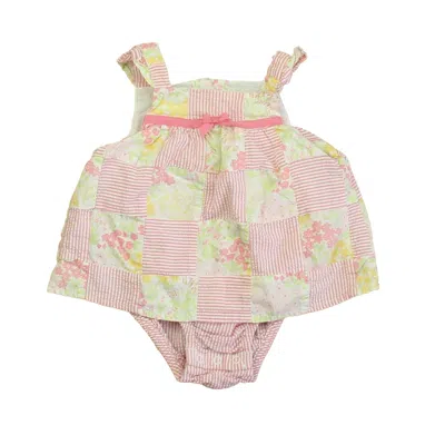 Pre-owned Janie And Jack Kids' Girls Pink Yellow Romper In Multi