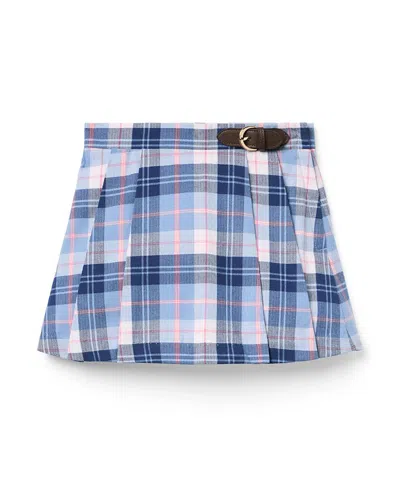 Janie And Jack Girls' Plaid Pleated Buckle Skirt - Little Kid, Big Kid In Blue