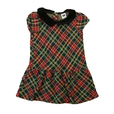 Pre-owned Janie And Jack Kids' Girls Red Green Plaid Dress In Blue