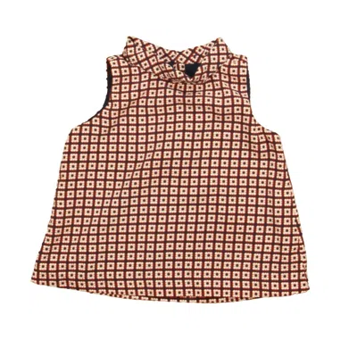 Pre-owned Janie And Jack Kids' Girls Red Navy Blouse In Multi