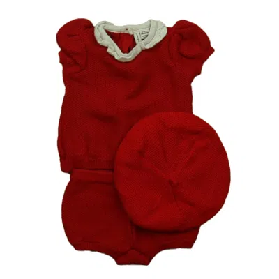 Pre-owned Janie And Jack Kids' Girls Red White Apparel Sets