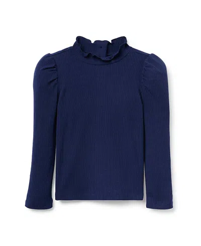 Janie And Jack Girls' Ribbed Turtleneck - Baby, Little Kid, Big Kid In Blue