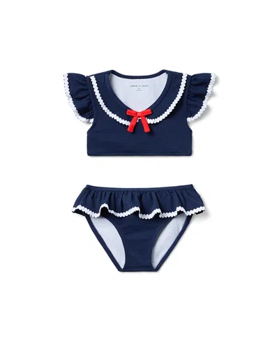 Janie And Jack Girls' Ric Rac Two Piece Swim - Little Kid, Big Kid In Blue