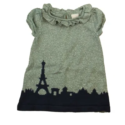 Pre-owned Janie And Jack Kids' Girls Silver Navy Sweater Dress In Blue