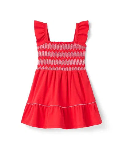 Janie And Jack Girls' Smocked Top Dress - Baby, Little Kid, Big Kid In Red