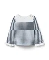 Janie And Jack Girls' Striped Bell Sleeve Top - Baby, Little Kid, Big Kid In Blue