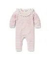 Janie And Jack Girls' Striped Ruffle One-piece - Baby In Pink