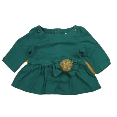Pre-owned Janie And Jack Kids' Girls Teal Long Sleeve Shirt In Blue