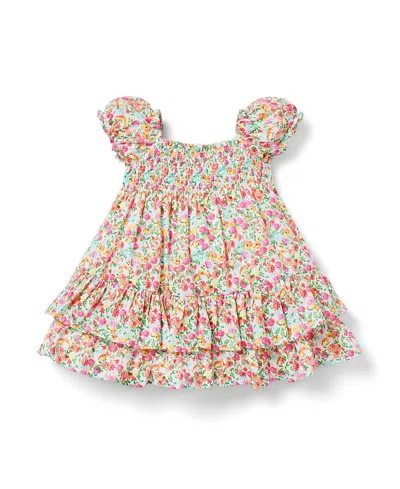 Janie And Jack Girls' The Abigail Smocked Dress - Baby In White