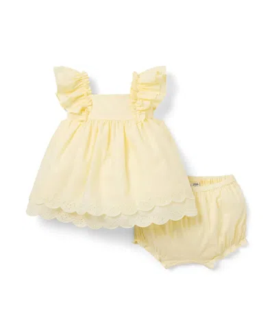 Janie And Jack Girls' The Eyelet Ruffle Dress - Baby In Yellow