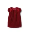 Janie And Jack Girls' The Velvet Shoulder Bow Dress - Baby, Little Kid, Big Kid In Red