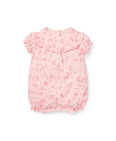 Janie And Jack Girls' Western Toile Ruffle Romper - Baby In Pink