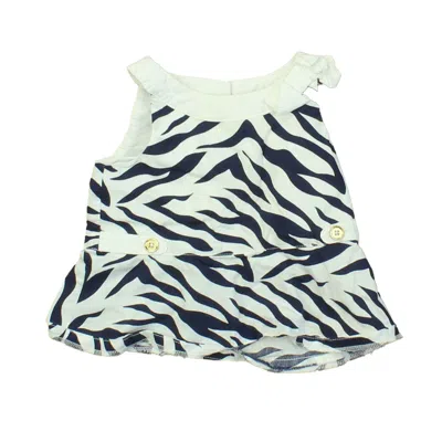 Pre-owned Janie And Jack Kids' Girls White Blue Dress