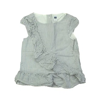Pre-owned Janie And Jack Kids' Girls White Blue Stripes Blouse In Black