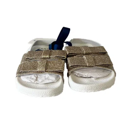 Pre-owned Janie And Jack Kids' Girls White Gold Sandals In Multi