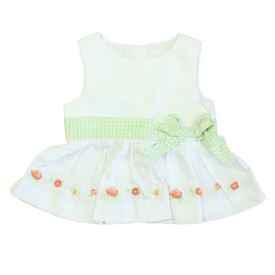 Pre-owned Janie And Jack Kids' Girls White Green Blouse