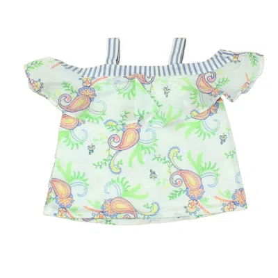 Janie And Jack Kids' Girls White Green Pink Blue Blouse In Multi