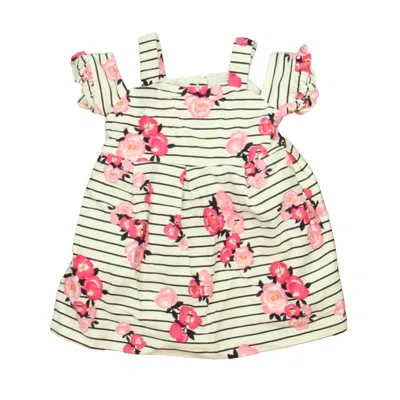 Pre-owned Janie And Jack Kids' Girls White Navy Pink Floral Dress In Blue