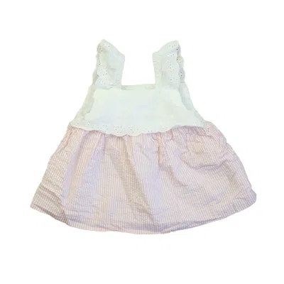Pre-owned Janie And Jack Kids' Girls White Pink Blouse