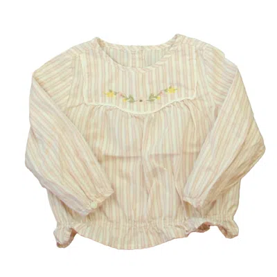 Janie And Jack Kids' Girls White Pink Stripe Blouse In Neutral