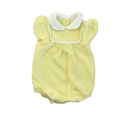 Pre-owned Janie And Jack Kids' Girls Yellow Stripe Romper In Multi