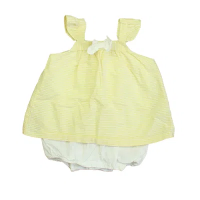 Pre-owned Janie And Jack Kids' Girls Yellow White Romper
