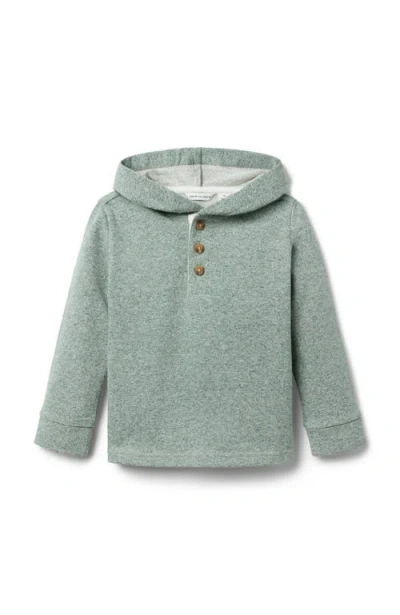 Janie And Jack Babies'  Herringbone Hooded Sweatshirt In Green