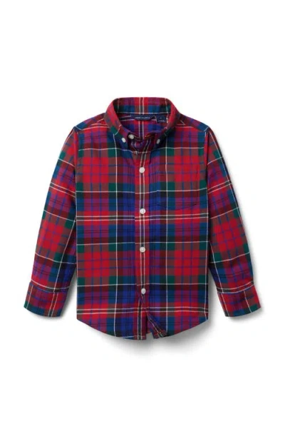 Janie And Jack Kids'  Holiday Tartan Flannel Shirt In Red