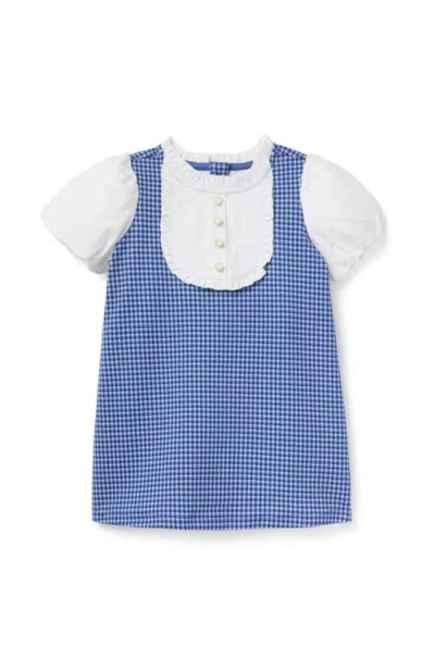 Janie And Jack Babies'  Houndstooth Puff Sleeve Dress In Blue