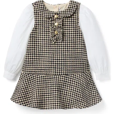 Janie And Jack Babies'  Houndstooth Tweed Dropwaist Dress In Neutral