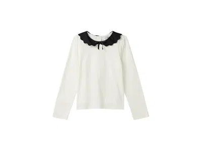 Janie And Jack Lace Collar Blouse (toddler/little Kid/big Kid) Girl's T Shirt White : 7 Big Kid, Cotton