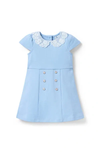 Janie And Jack Babies'  Lace Collar Ponte Dress In Blue