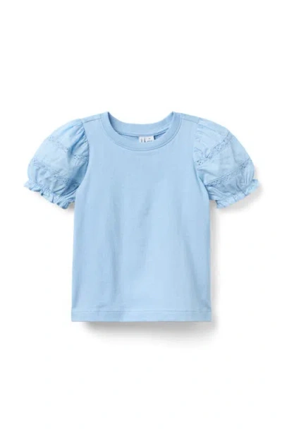 Janie And Jack Babies'  Lace Puff Sleeve Top In Blue