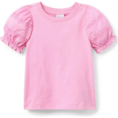 Janie And Jack Babies'  Lace Puff Sleeve Top In Pink