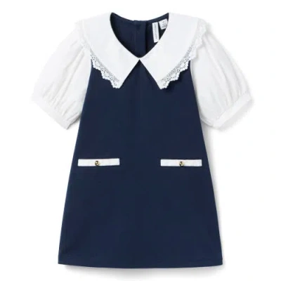 Janie And Jack Babies'  Lace Trim Collar Ponte Dress In Blue